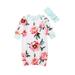 Newborn Infant Baby Gown Floral Sleeper Romper Swaddle Cap Headband Sleeping Bags Nightgowns Pajamas Set