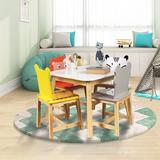 Zoomie Kids en Kids Table w/ 4 Chairs Set, Cartoon Animals 5 Piece Kiddy Table & Chair Set, Kids Square Play Table & Chair Set For Girls | Wayfair
