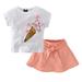 TAIAOJING Toddler Baby Girl Clothes Kids Summer Kids Print T Shirt Short Sleeve Tops Mini Skirts 2Pcs Outfits For Girl 2-3 Years