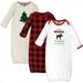 Hudson Baby Infant Boy Cotton Long-Sleeve Gowns 3pk Moose Wonderful Time 0-6 Months