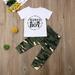Newborn Kids Baby Boy Clothes Set Cotton Letters Tops T-Shirt Camouflage Pants 2Pcs Outfits Sets