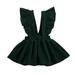 Musuos Fashion Auutmn Toddler Baby Girls Suspender Dress Ruffle Strap Solid Color Backless Overall Dress Casual Clothes