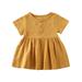 Baby Girl Summer Dress Cotton Linen Short Sleeve A-line Mini Dress