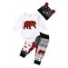 Bebiullo 3Pcs Newborn Baby Boys Girls Clothes Set Bear Stitching Romper Bodysuit Pants Hat Christmas Outfits 12-18 Months