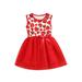 LSFYSZD Little Girls Summer Dress Sleeveless Heart Valentineâ€™s Style High Waist Dress Girls Cozy O-Neck Princess One-Piece