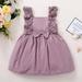 Promotion!Girls Sleeveless Lace Princess Dress Solid Color Children Outfits Casual Party Knee-Length Skirt Elegant Dress