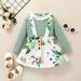 Jerdar Infant Girls Tops Skirt Outfit Sets Toddler Girls Cute Or Solid T-Shirt Tops and Floral Suspender Skirts Outfits Little Girls Top Infant Skirt Set Green (18-24 Months)