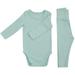 nsendm 5month Baby Baby Girls Boys Autumn Solid Cotton Long Sleeve Long Pants Romper Sleepers Baby Boy Mint Green 18-24 Months