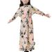 Herrnalise Muslim Long Dress Middle Big Girls Long Sleeve Round Neck Lace Print Dress Discount