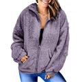 CUE AIR Women s Fleece Zip Coats Long Sleeve Winter Warm Outerwear Jacket with Pockets