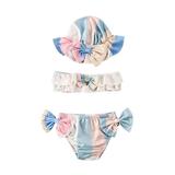 Jxzom Baby Girl Swimsuits Ruffles Tube Crop Top Bowknot Short Bottoms Cute Hat Infant Bikini Set
