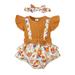 Mytrendy Newborn Baby Girls 2 Piece Outfit Set Bowknot Headband Fly Sleeve Triangle Crotch Bib Romper