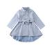 Toddler Baby Girl Jacket Dres Coat Blue Trench Coat Double Breasted Bow Belt Windbreaker Outerwear