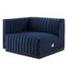 Conjure Channel Tufted Performance Velvet Left-Arm Chair in Black/Midnight Blue