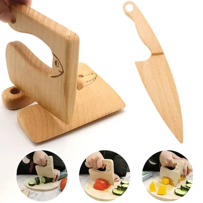 Couteau en bois pour enfants pour la cuisine poisson mignon jouet de cuisine en forme de
