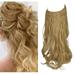 LELINTA Hair Extensions with Invisible Transparent Wire Adjustable No Clips in Curly Wavy Invisible Hidden Hairpiece for Women 18/20 Inch - Cool Light Blonde