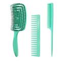 3PCs Hair Brush Comb Set Detangling Paddle Brush and Hair Comb Styling Kit for Long Thick Thin Straight Curly Dry Men Women Hair|Four Colors Optional