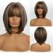 Natural golden Short Bob Wigs for Women Heat Resistant Synthetic Straight Wigs with Air Bangs Cosplay Wig Natural As Real Hair (Golden)