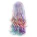 Wesracia Role Play Wig Color Red Gradient Long Curl Wig Daily Split Rainbow Ice Cream Long Curl Hair High Temperature Silk