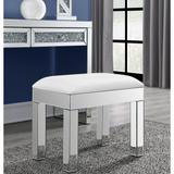 Glamorous Contemporary Mirrored Upholstered Vanity Accent Stool