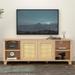 64.4" Rattan Natural Oak TV Stand for 65-70 inch TV