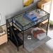 Twin Size Metal Loft Bed with Built-in Long Desk, Storage Staircase and Full-Length Guardrails