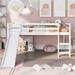 Twin Size Solid Wood Low Loft Bed with Slide, Built-in Ladder and Underneath Storage Space, 79.5"L x 41.8"W x 44.4"H