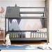 Playhouse Style Design Twin Size Wood House Bed with Fence, Pine Wood, Plywood and MDF Board Suitable for Bedroom Furniture