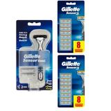 Gillette Sensor 3 Refill Razor Blade Catridges 8 count + Gillette Sensor Excel Razor (Pack of 2)