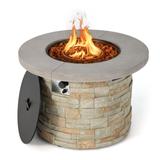 36 Inch Propane Gas Fire Pit Table with Lava Rock and PVC cover-Gray - 36" x 36" x 24"(L x W x H)