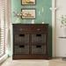 Rustic Storage Cabinet with Two Drawers and Four Classic Rattan Basket