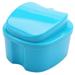 Blue Denture Case Denture Cup with Strainer Denture Bath Box Teeth Storage Box with Basket Net Container Holder for Travel