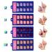 Stibadium 4 Set Fake Nails Long Coffin Nails Solid Color Full Cover Spring Summer Design Ballerina Nail Art FALSE Gel Nails Tips for Women Teens Girls