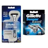 Gillette Sensor3 Razor Handle + Sensor Excel Refill Blades 10 Count