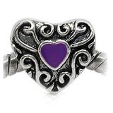 Heart Charm with Purple Enamel For Snake Chain Charm Bracelet