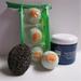 Dead Sea Spa Care DeadSea-BBTCM05 3 Pack Cucumber & Melon Bubble Bath Truffles 24 oz Cucumber & Melon Dry Salt Scrub & Pumice Stone