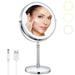 YUOY 8 Inch rechargeable Lighted Makeup Mirror with Magnification Double Sided Vanity Mirror with 3 Color Lights 10x Magnifying Mirror Lighted Cosmetic Mirror shaving mirror (Chrome)