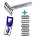 Men s Traditional Classic Double Edge Chrome Shaving Safety Razor and 5 Blades