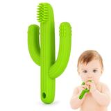 Cactus Teether Baby Toothbrush Self-Soothing Pain Relief Soft Baby Teething Toys Training Kids Toothbrush for Babies Toddlers Infants Boy and Girl Natural Organic BPA Free(Green)