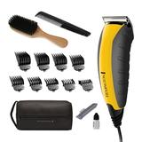 Remington Virtually Indestructible Male Hair Cutting Kit Yellow 15 Piece Set with Clipper Combs Beard Brush Oil Bottle Blade Guard HC5855