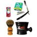 Classic Samurai Men s Shaving Set with Stainless Steel Barber Straight Razor with 100 Derby Single Razor Blades Pure Badger Shaving Brush Arko Stick Soap and Porcelain Mug