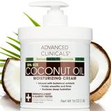 Advanced Clinicals Coconut Oil Body Cream Moisturizer Lotion 16oz
