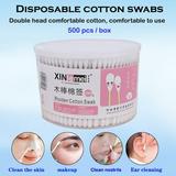 PhoneSoap Cleansing 500pcs Disposable Wooden Swabs Double-headed Multi-functional Cotton Cleaning Supplies Pink