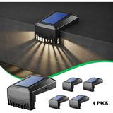 LOHAS 4-Pack Solar Step Lights Outdoor Waterproof Solar Powered LED Wall Lights Dusk to Dawn 6000K Solar Deck Step Lights for Patio Yard Garden Garage