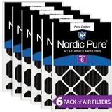 16x25x4 (3 5/8) Pure Carbon Pleated Odor Reduction Merv 8 Furnace Filters 6 Pack