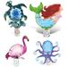 CoTa Global Ocean Life Night Lights - Sea Turtle Flamingo Mermaid and Octopus Home Decor Wall Plug In Night Lights With Switch Decorative Hand Made Metal Glass Nightlights for Home - 4 Pack