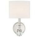 1 Light Contemporary Steel Crystal Accent Wall Sconce with White Fabric Shade-13 inches H By 8 inches W-Polished Nickel Finish Bailey Street Home