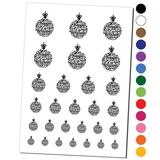 Happy Holidays Cursive on Ornament Christmas Water Resistant Temporary Tattoo Set Fake Body Art Collection - Dark Blue