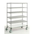 18 Deep x 24 Wide x 69 High 1200 lb Capacity Mobile Unit with 5 Wire Shelves and 1 Solid Shelf