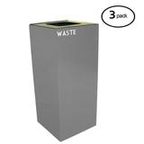 Witt Industries 36GC03-SL GeoCube Recycling Receptacle with Waste Opening Steel 36 gal Slate (Set of 3)